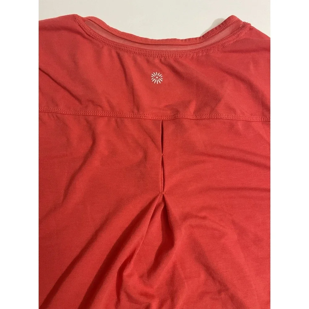 Tangerine Womens Athletic V-neck Top Large Coral Short Sleeve Activewear Yoga - Picture 5 of 13